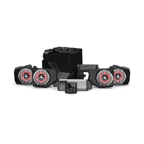 Rockford Fosgate RNGR18-STG6 Audio Kit: PMX-3 Receiver, 1500-Watt Amp, M2 Series Color Optix Multicolor LED Lighted Front & Rear Speakers Plus Subwoofer for Select Polaris Ranger Models (2018-2022) Rockford Fosgate RNGR18-STG6 Audio Kit: PMX-3 Receiver, 1500-Watt Amp, M2 Series Color Optix Multicolor LED Lighted Front & Rear Speakers Plus Subwoofer for Select Polaris Ranger Models (2018-2022)